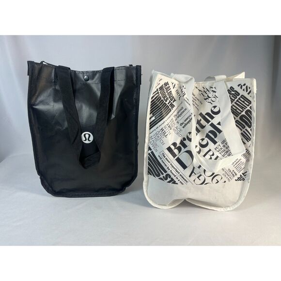 Lululemon Pair of Reusable Bags Black White - Picture 1 of 6